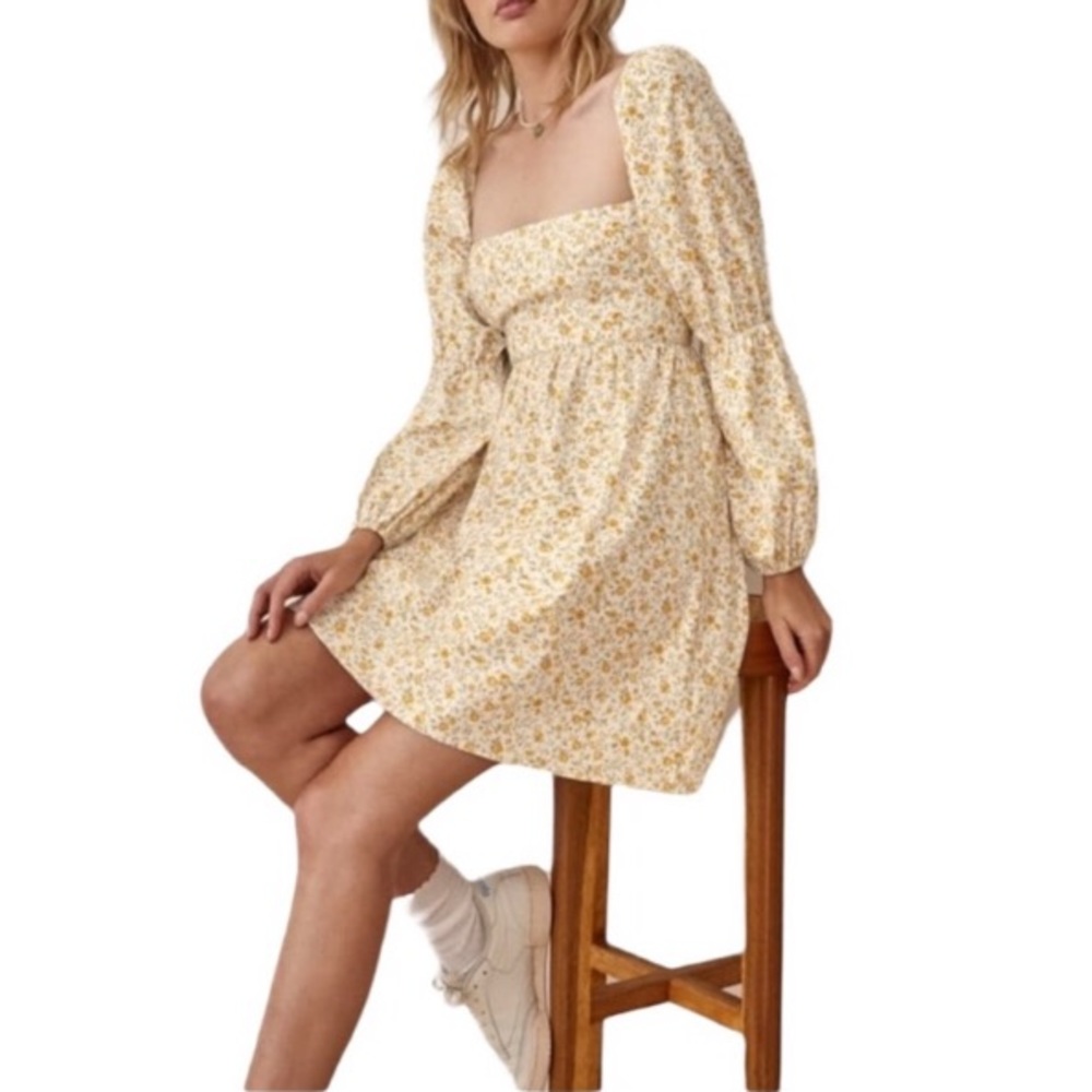 Reformation Cottage Floral Babydoll Mini Cotton Dress Michaela in Lima Sz 10
